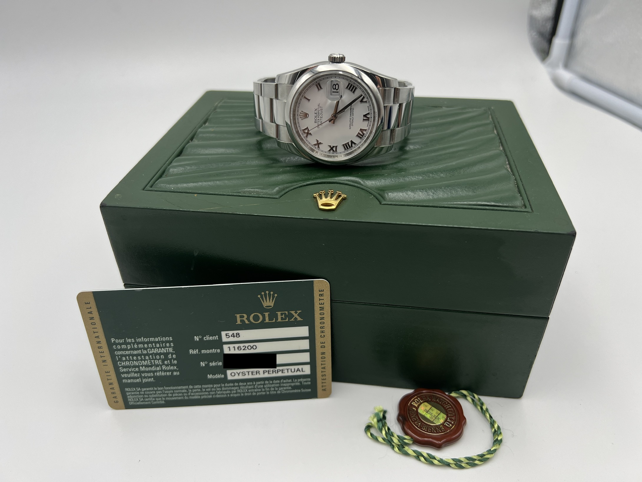 [SOLD] Rolex Datejust 36mm 116200 White Roman Oyster – 2013 – Box and ...